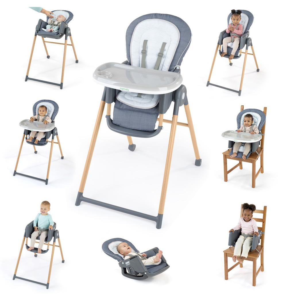 INGENUITY Deluxe 7 az 1-ben Proper Positioner™ Chambray etetőszék 0 hónapos kortól 23 kg-ig