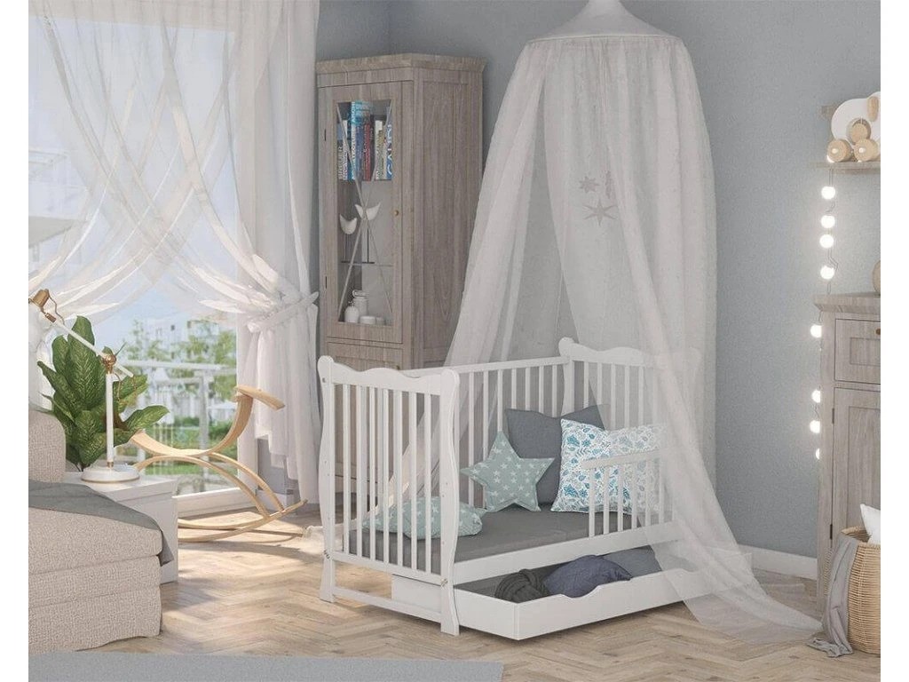 Júlia fehér kiságy 120cmx 60cm agyneműtartóval