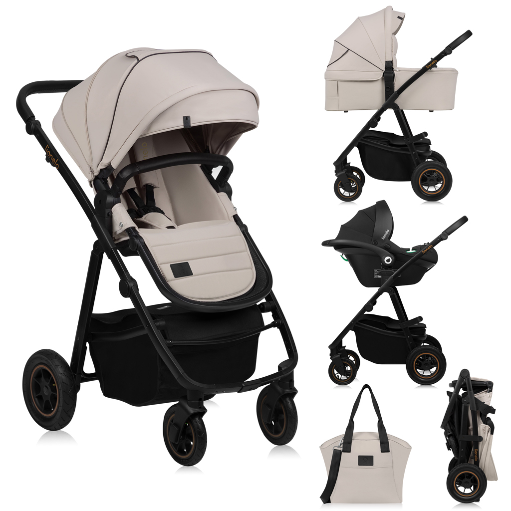 LIONELO Kombinált babakocsi Amber Plus 3 az 1-ben Bézs Homok