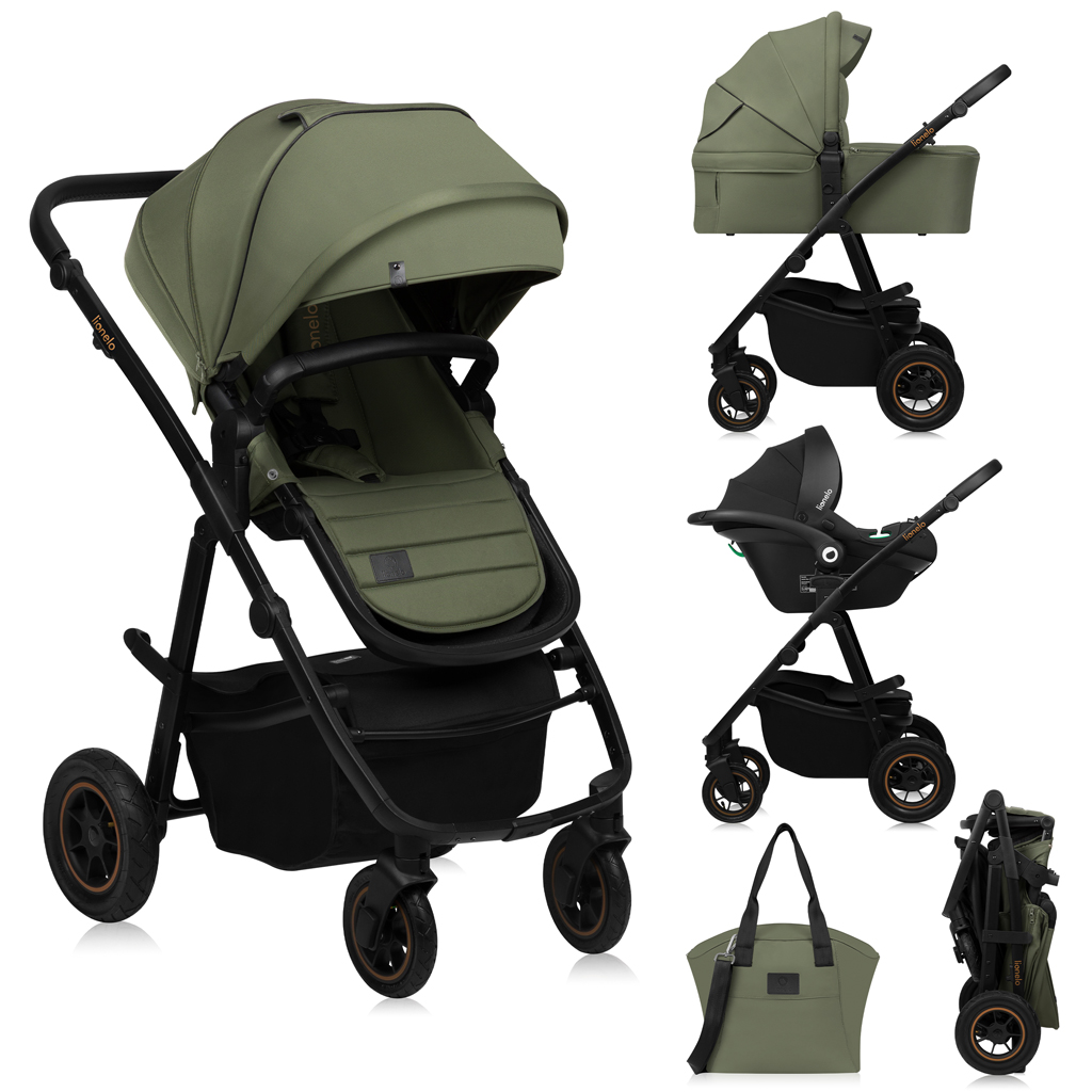 LIONELO Kombinált babakocsi Amber Plus 3 az 1-ben Zöld Erdő