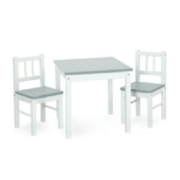 Klups Joy kisasztal + 2 db szék - fehér-szürke 