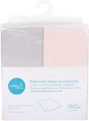 Ceba Baby pelenkázó lap huzat 50x70-80cm Light grey melange + pink 2db