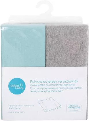 Ceba Baby pelenkázó lap huzat 50x70-80cm Light grey melange + blue 2db