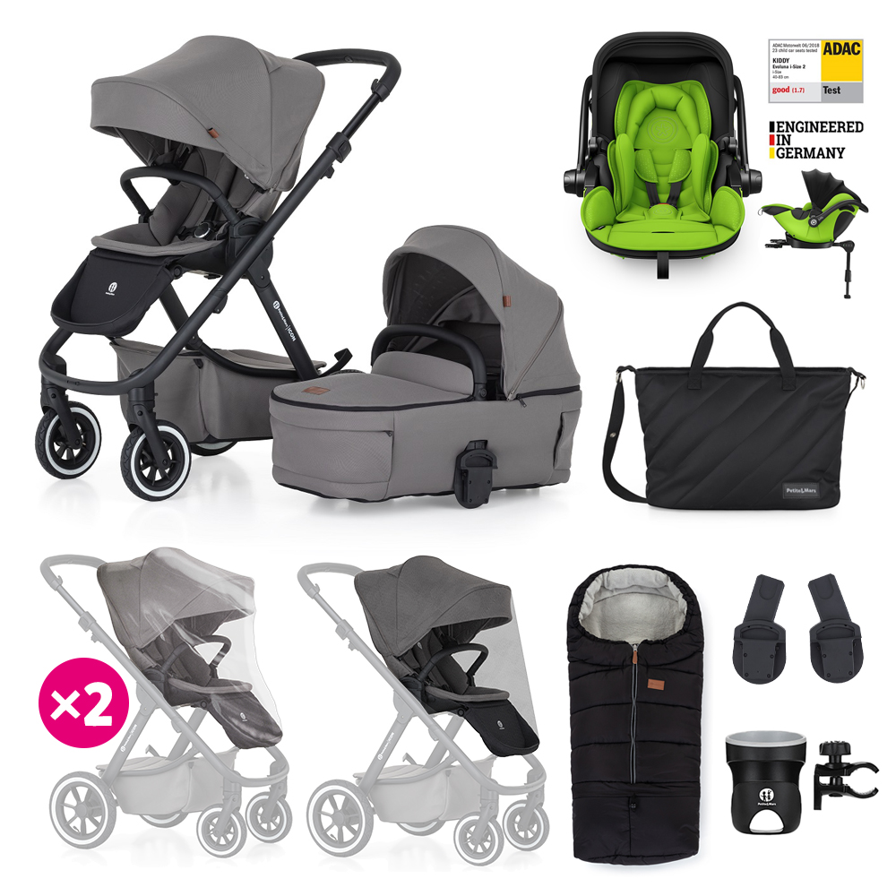 PETITE&MARS ICON 2v1 XXL AIR + KIDDY Evoluna i-size 2 hordozó + isofix bázistalp