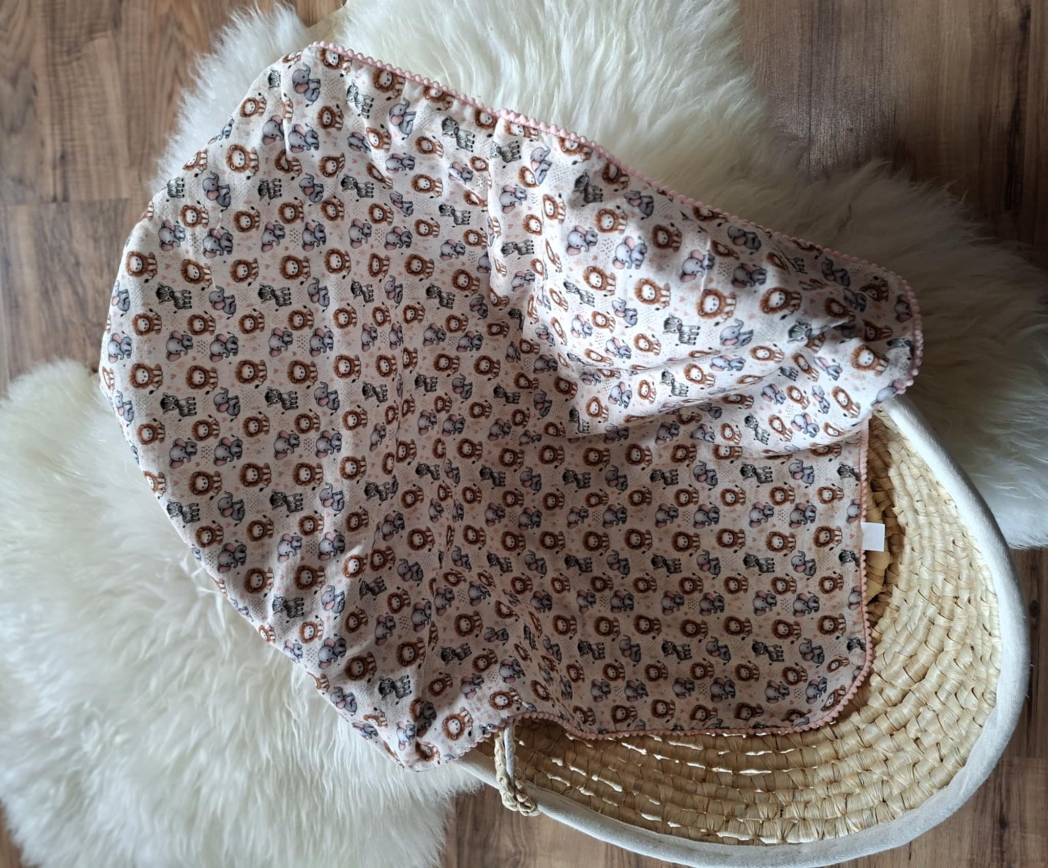 Handmade nyári babatakaró 70x90cm Szafari