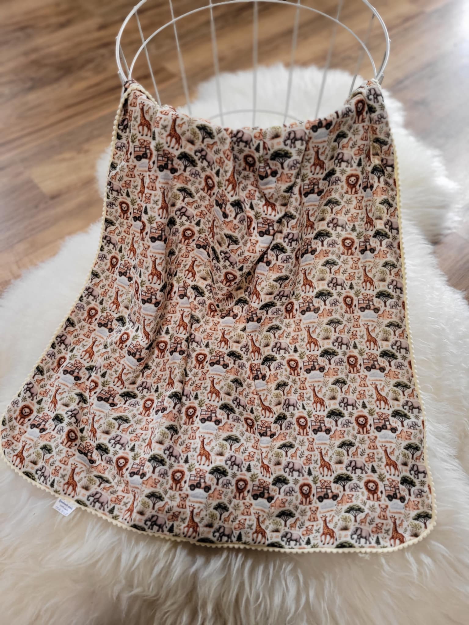 Handmade nyári babatakaró 70x90cm Szafari