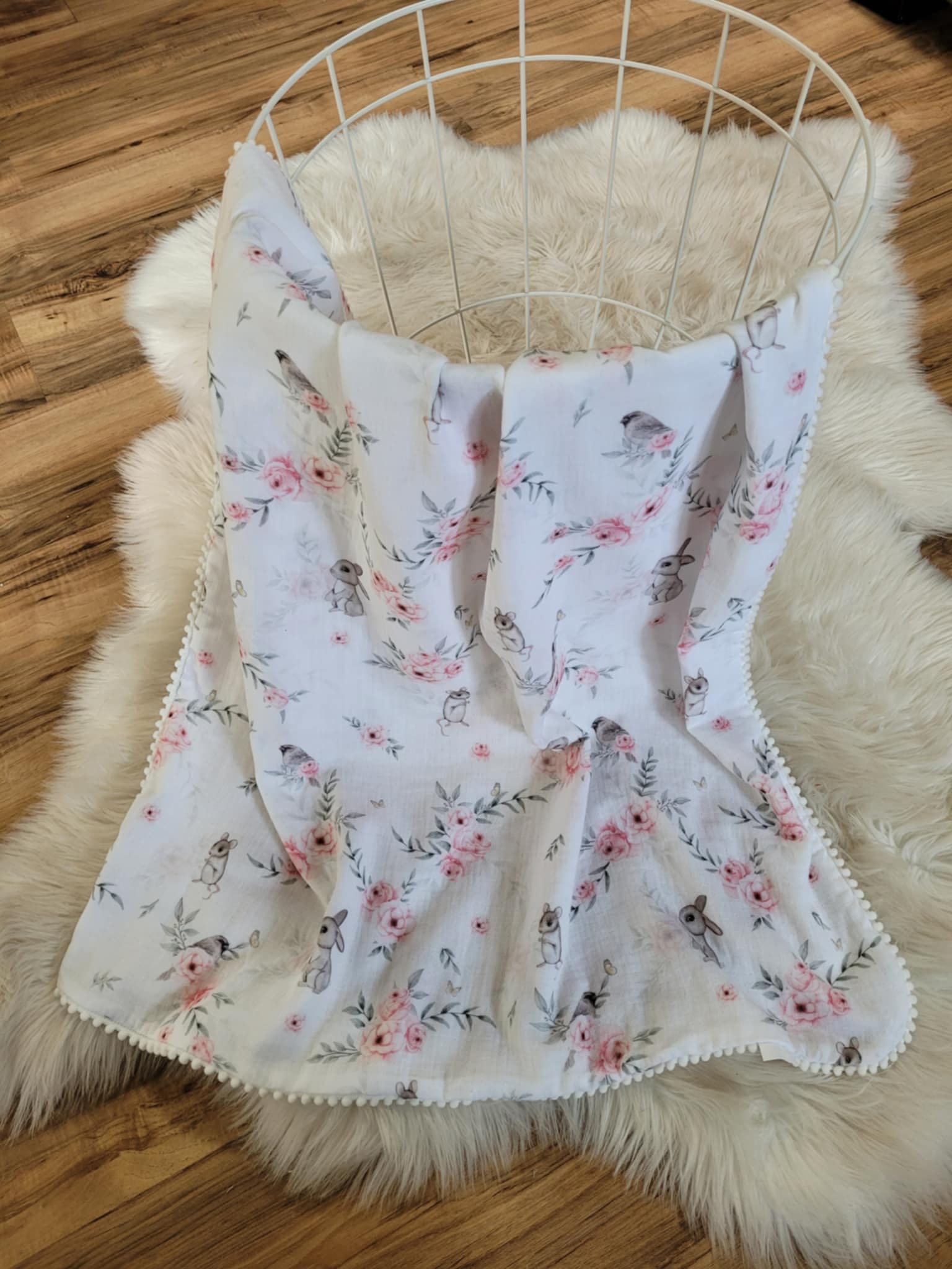 Handmade nyári babatakaró 70x90cm virágok