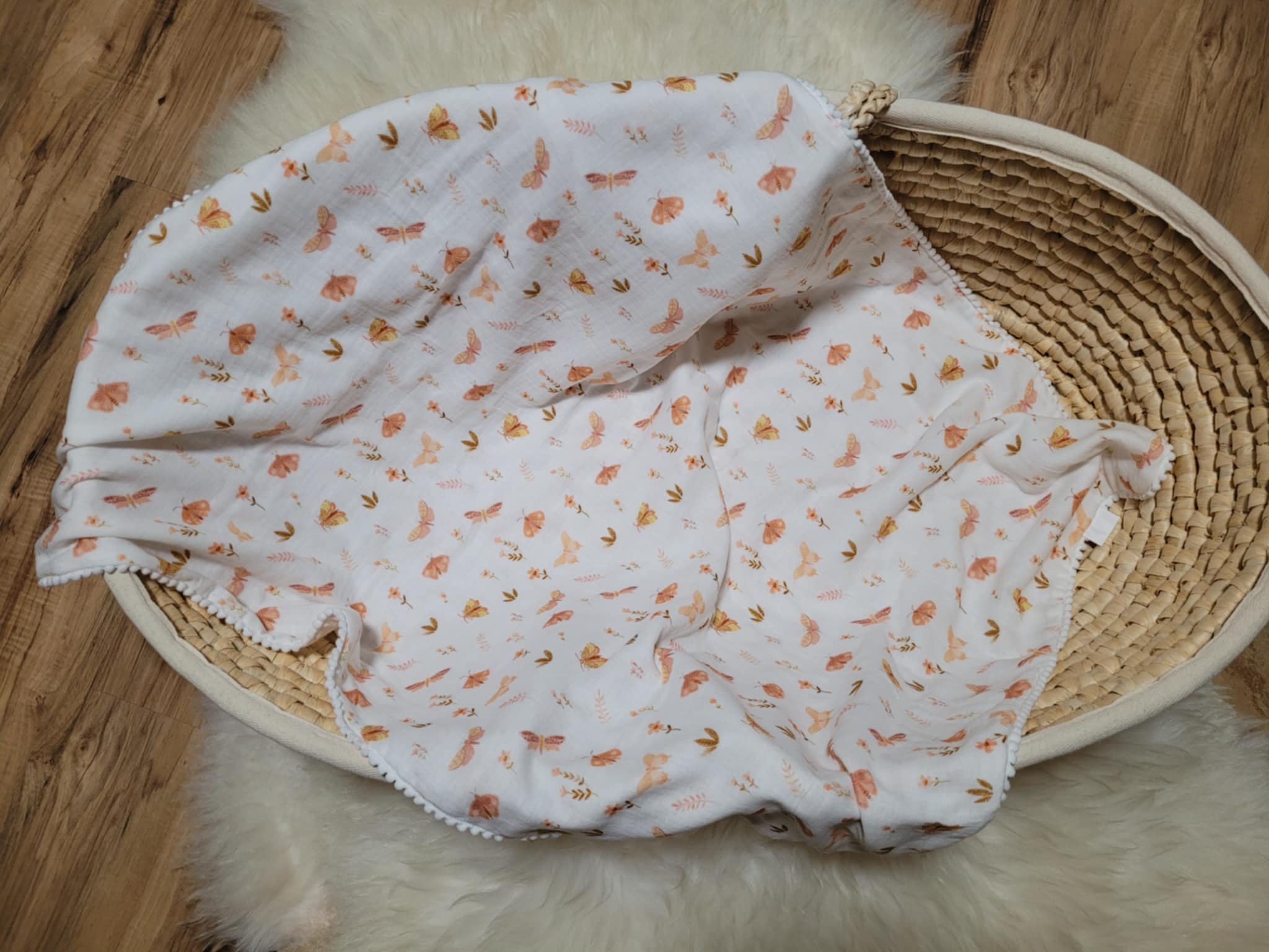 Handmade nyári babatakaró 70x90cm Butterflies