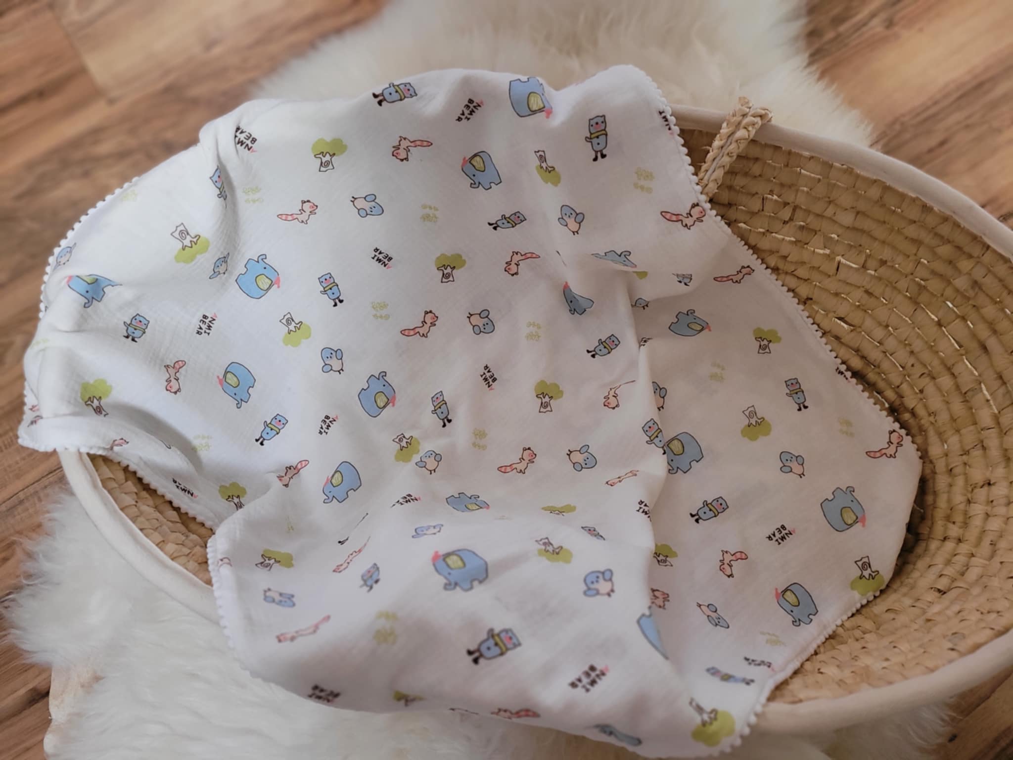 Handmade nyári babatakaró 70x90cm elefánt