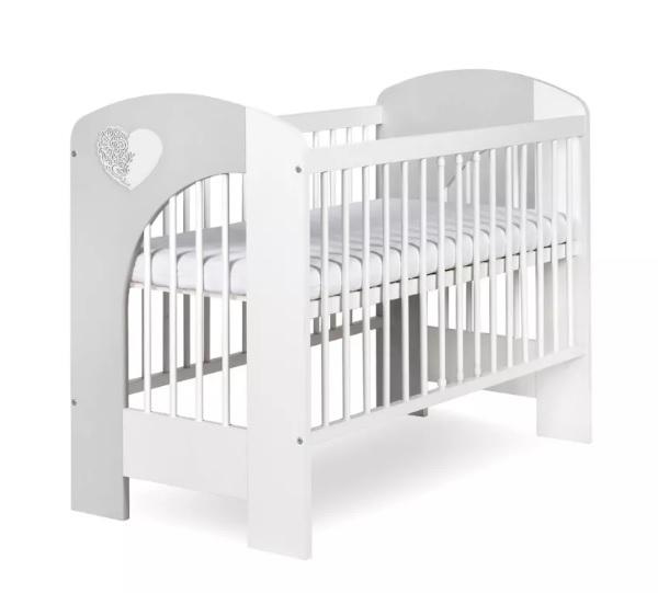 KLUPS Gyermekágy NEL Szív 120 x 60 cm fehér-szürke