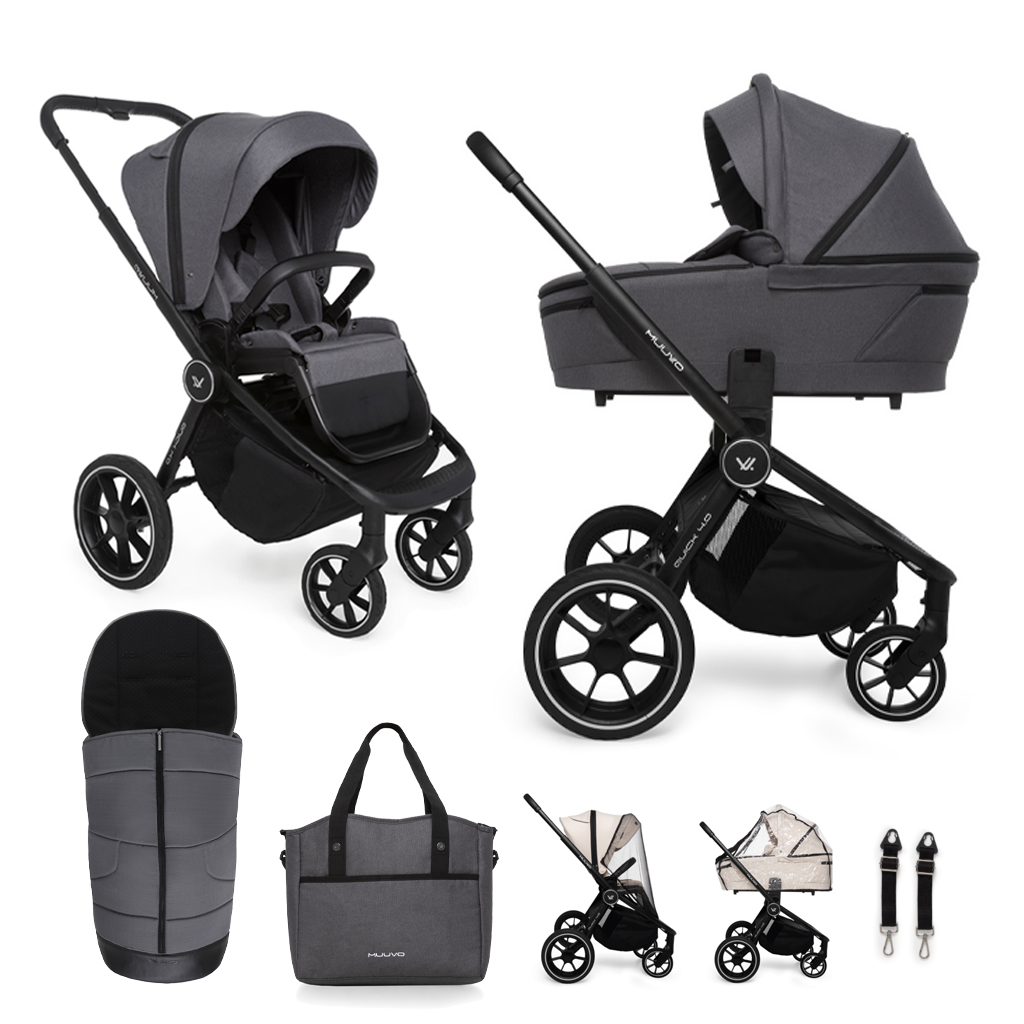 MUUVO  Kombinált babakocsi Quick 4.0 Iron graphite szett 2in1
