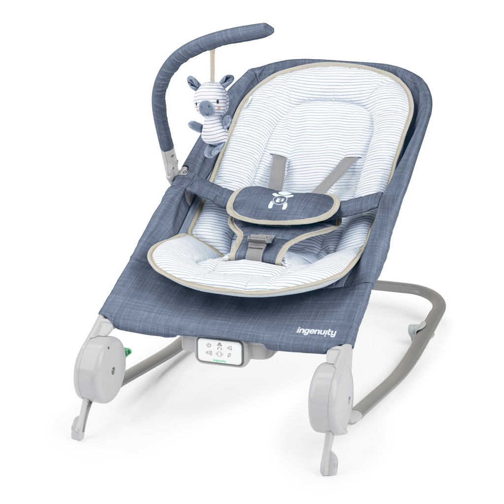 INGENUITY Happy Belly™ Rock-to-Bounce - Chambray vibráló masszázs babahinta 0m+ -ig 9kg