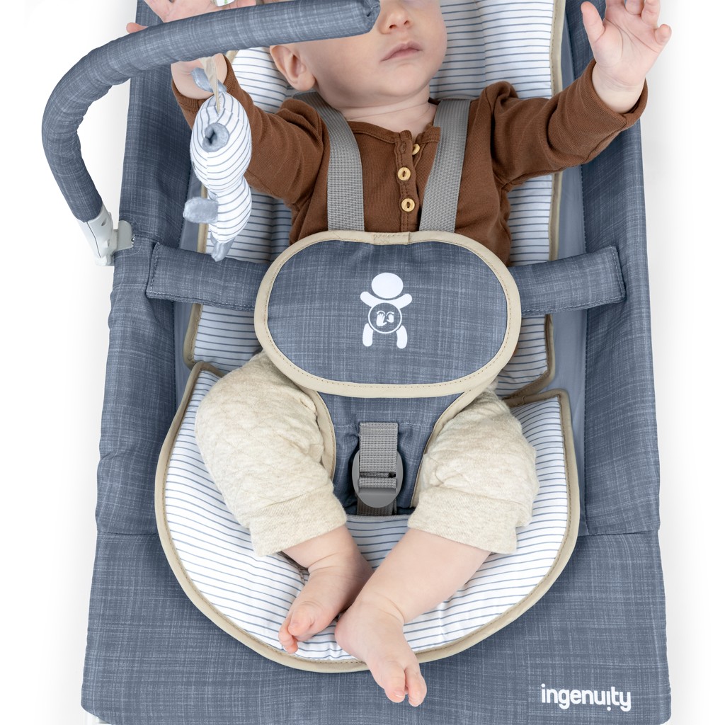 INGENUITY Happy Belly™ Rock-to-Bounce - Chambray vibráló masszázs babahinta 0m+ -ig 9kg