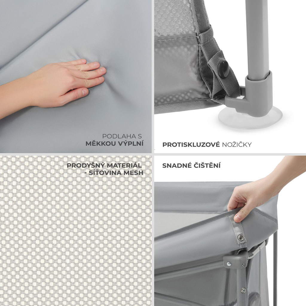 KINDERKRAFT Összecsukható gyerek járóka Ziki Light Grey