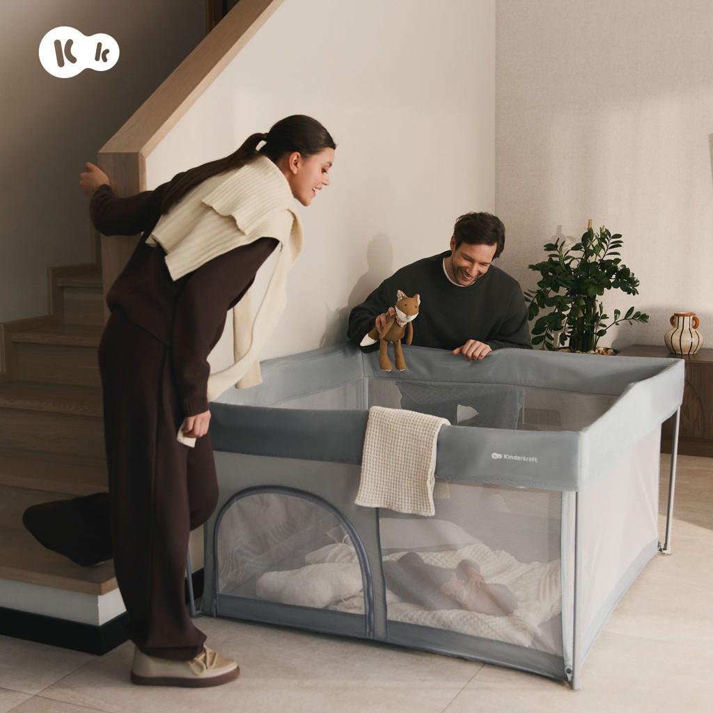 KINDERKRAFT Összecsukható gyerek járóka Ziki Light Grey