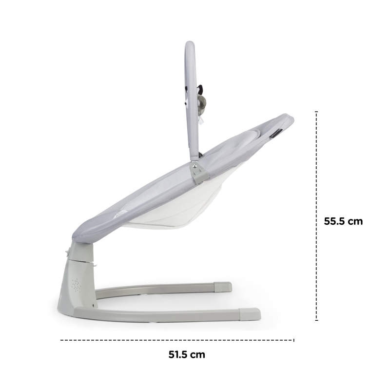 KINDERKRAFT Pihenőszék hintázó és dallamos 2 az 1-ben Luli szürke, 9 kg-ig