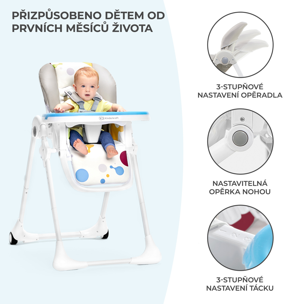 KINDERKRAFT Etetőszék Yummy Grey