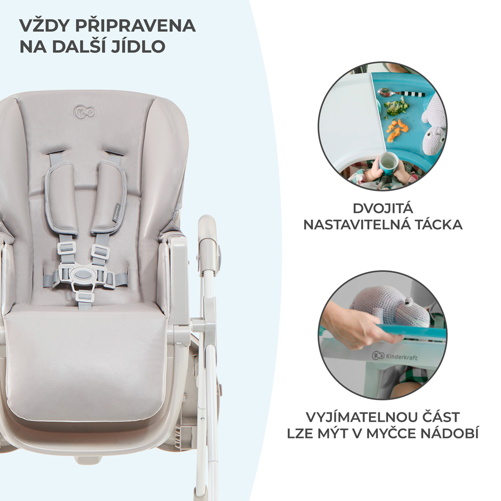 KINDERKRAFT Etetőszék Yummy Grey