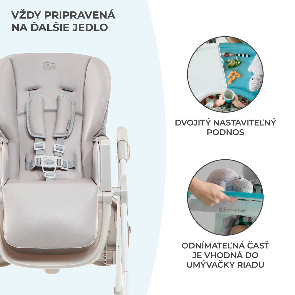 KINDERKRAFT Etetőszék Yummy Grey