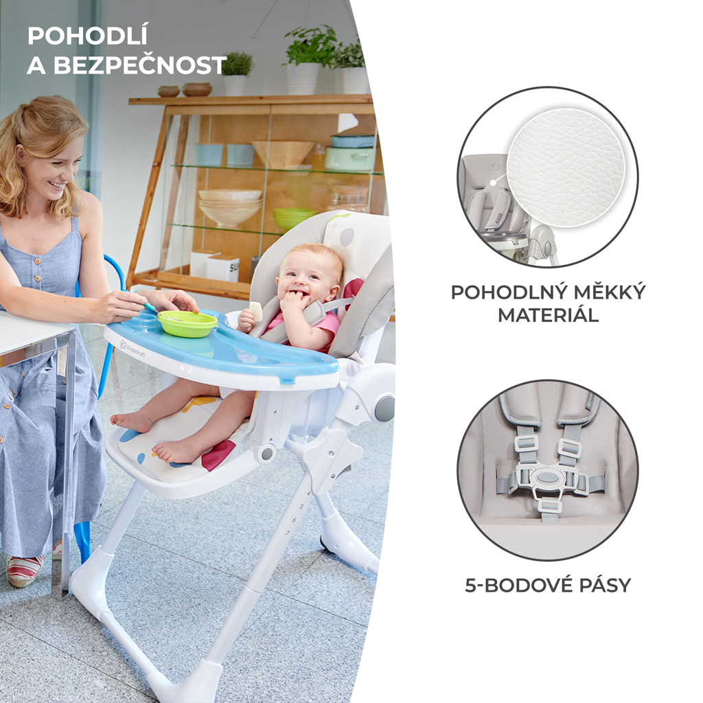 KINDERKRAFT Etetőszék Yummy Grey