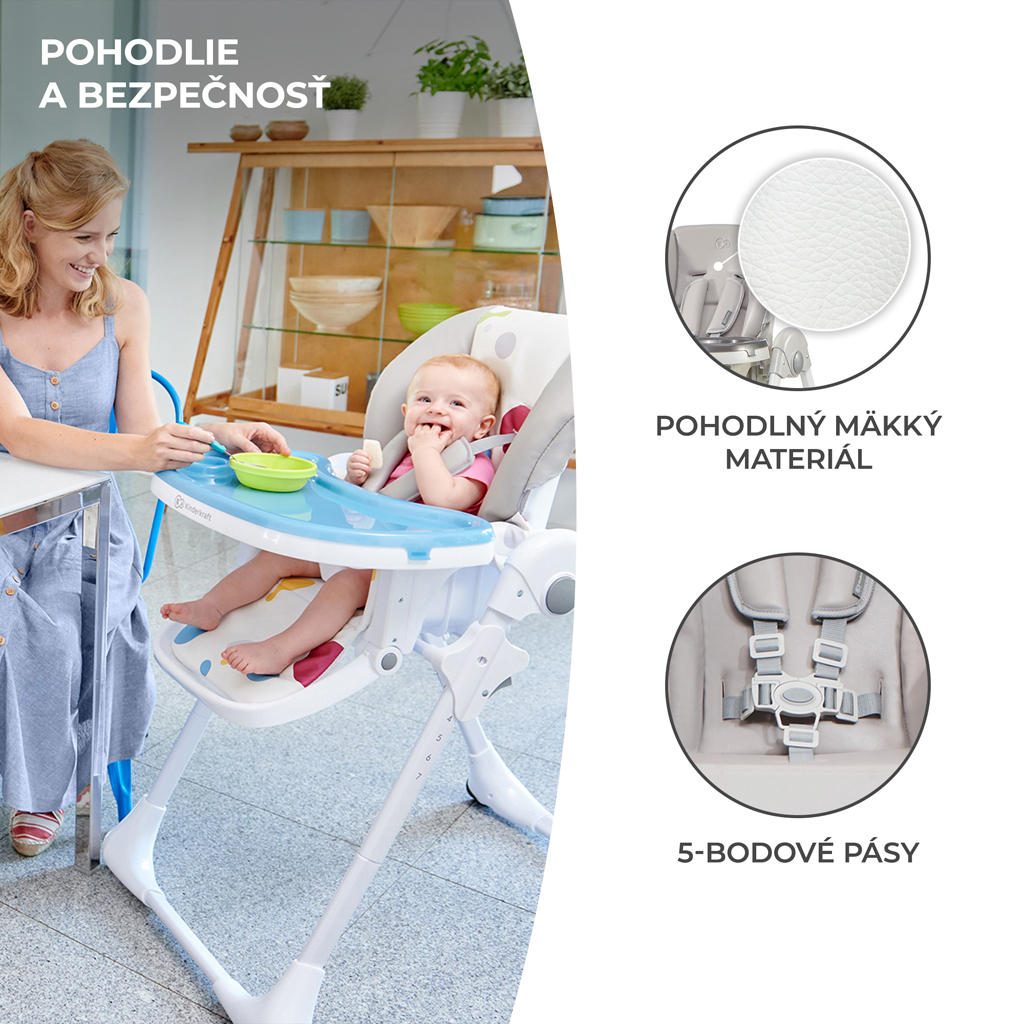 KINDERKRAFT Etetőszék Yummy Grey