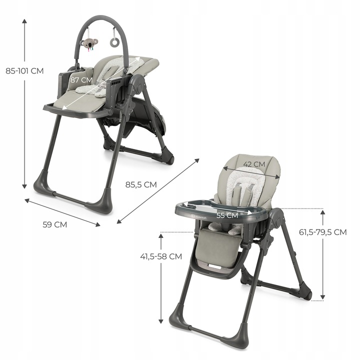 KINDERKRAFT etetőszék Tummie grey