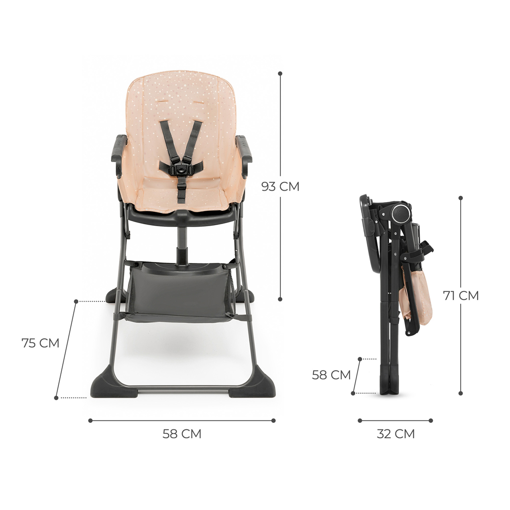 KINDERKRAFT Etetőszék Foldee Pink
