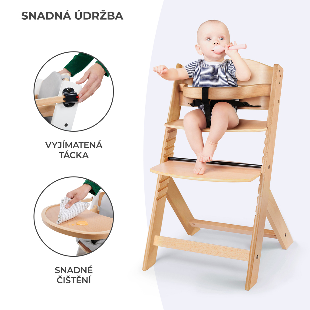 KINDERKRAFT Etetőszék Enock White wooden, Premium