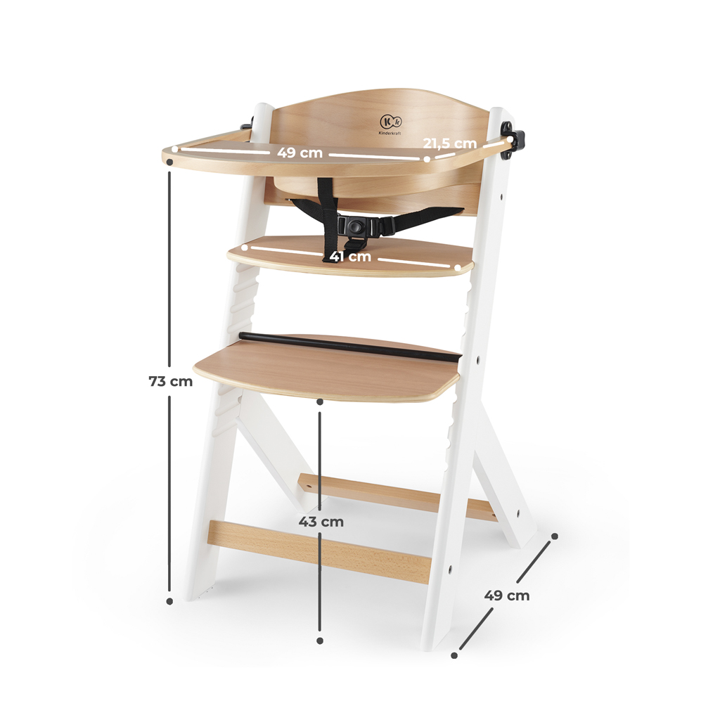 KINDERKRAFT Etetőszék Enock White wooden, Premium