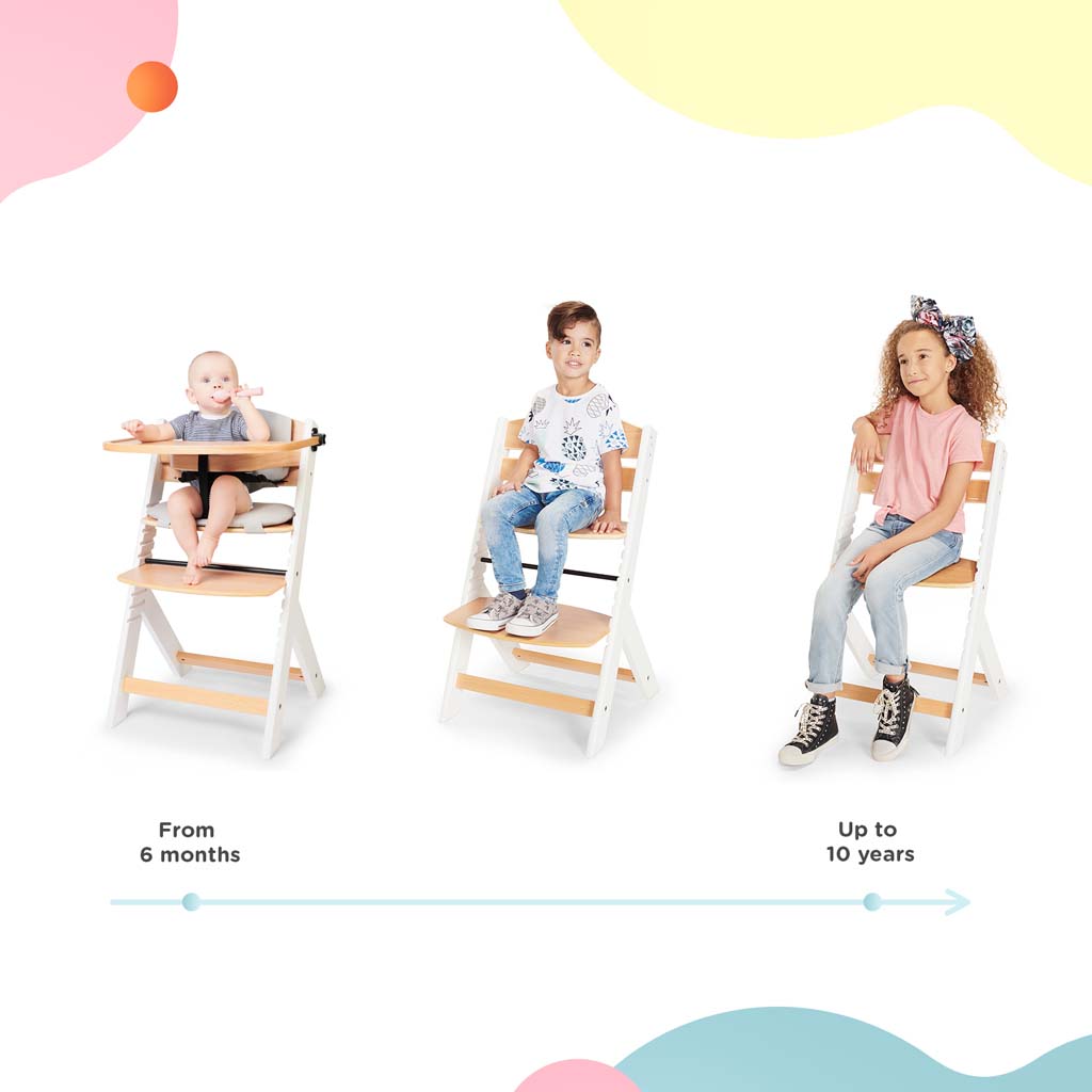 KINDERKRAFT Etetőszék Enock White wooden, Premium