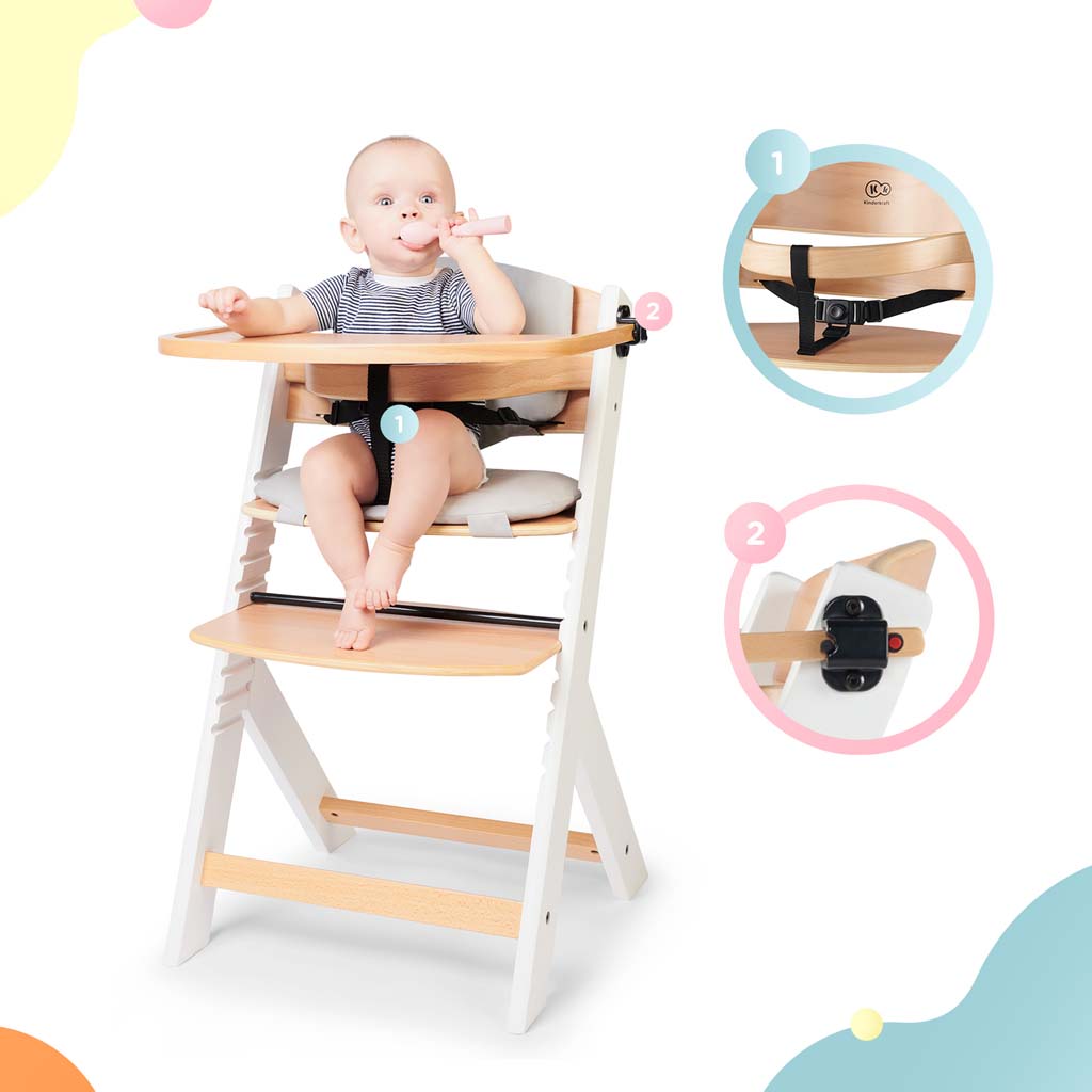 KINDERKRAFT Etetőszék Enock White wooden, Premium