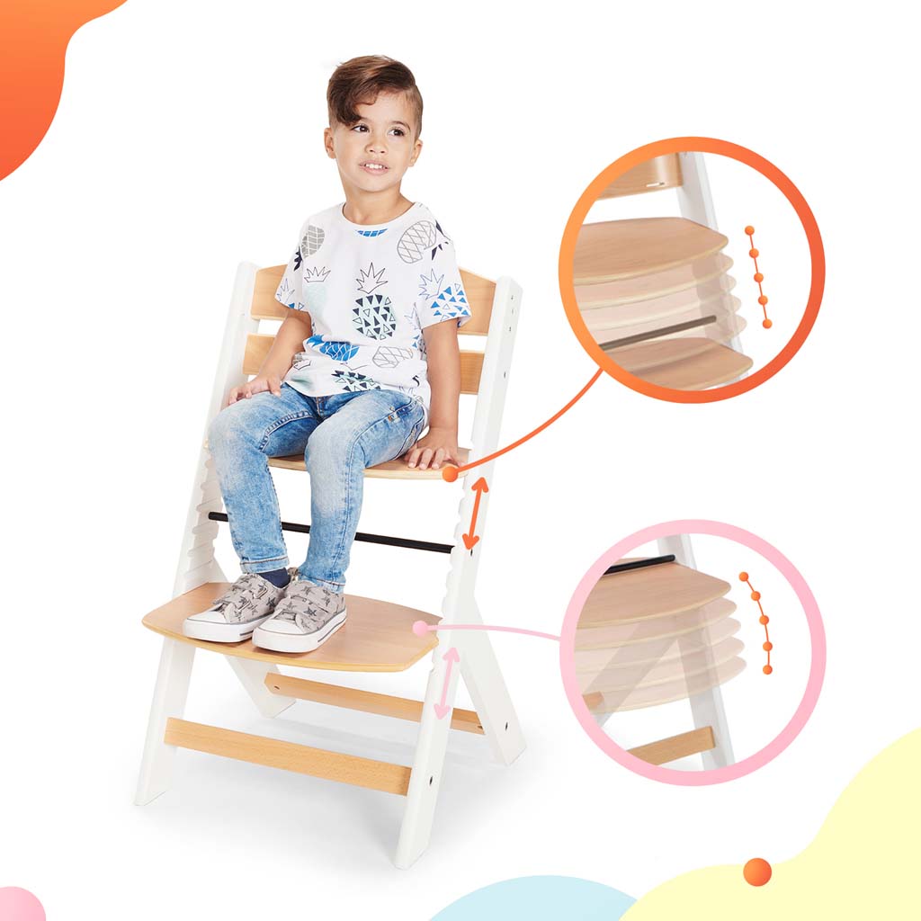 KINDERKRAFT Etetőszék Enock White wooden, Premium
