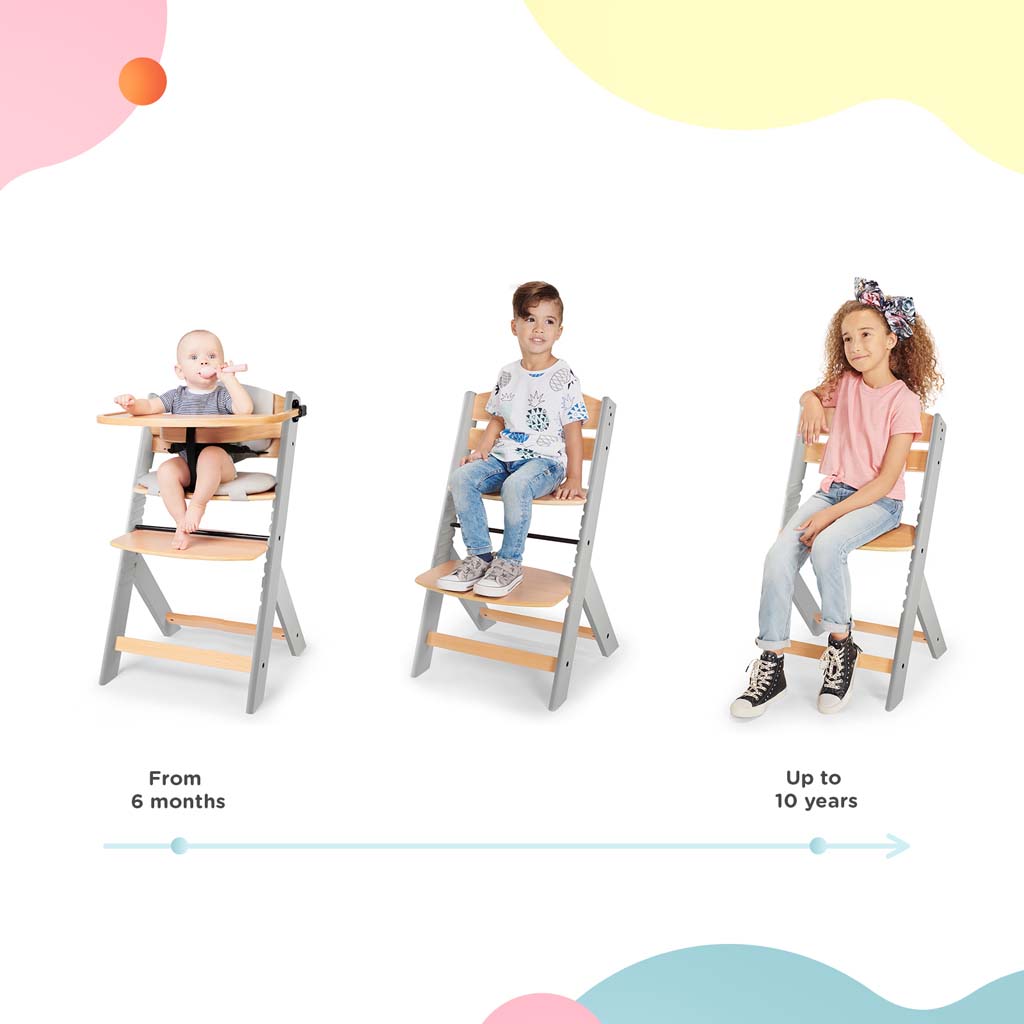 KINDERKRAFT Etetőszék Enock Grey wooden, Premium