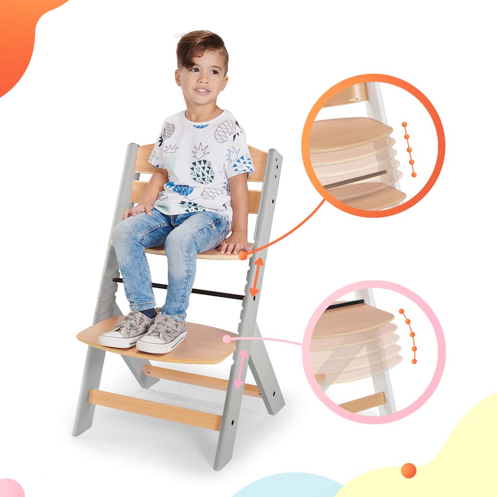 KINDERKRAFT Etetőszék Enock Grey wooden, Premium
