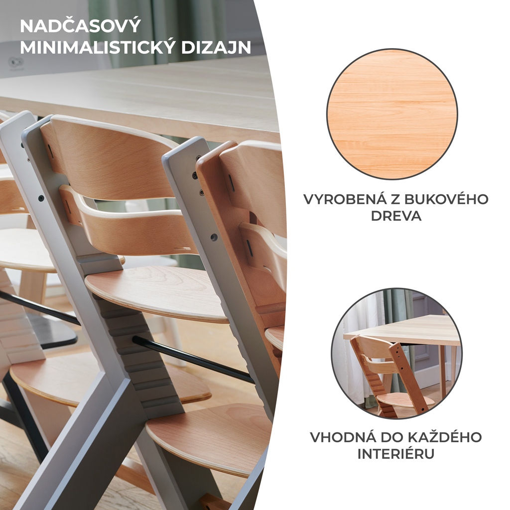 KINDERKRAFT Etetőszék Enock Grey wooden, Premium