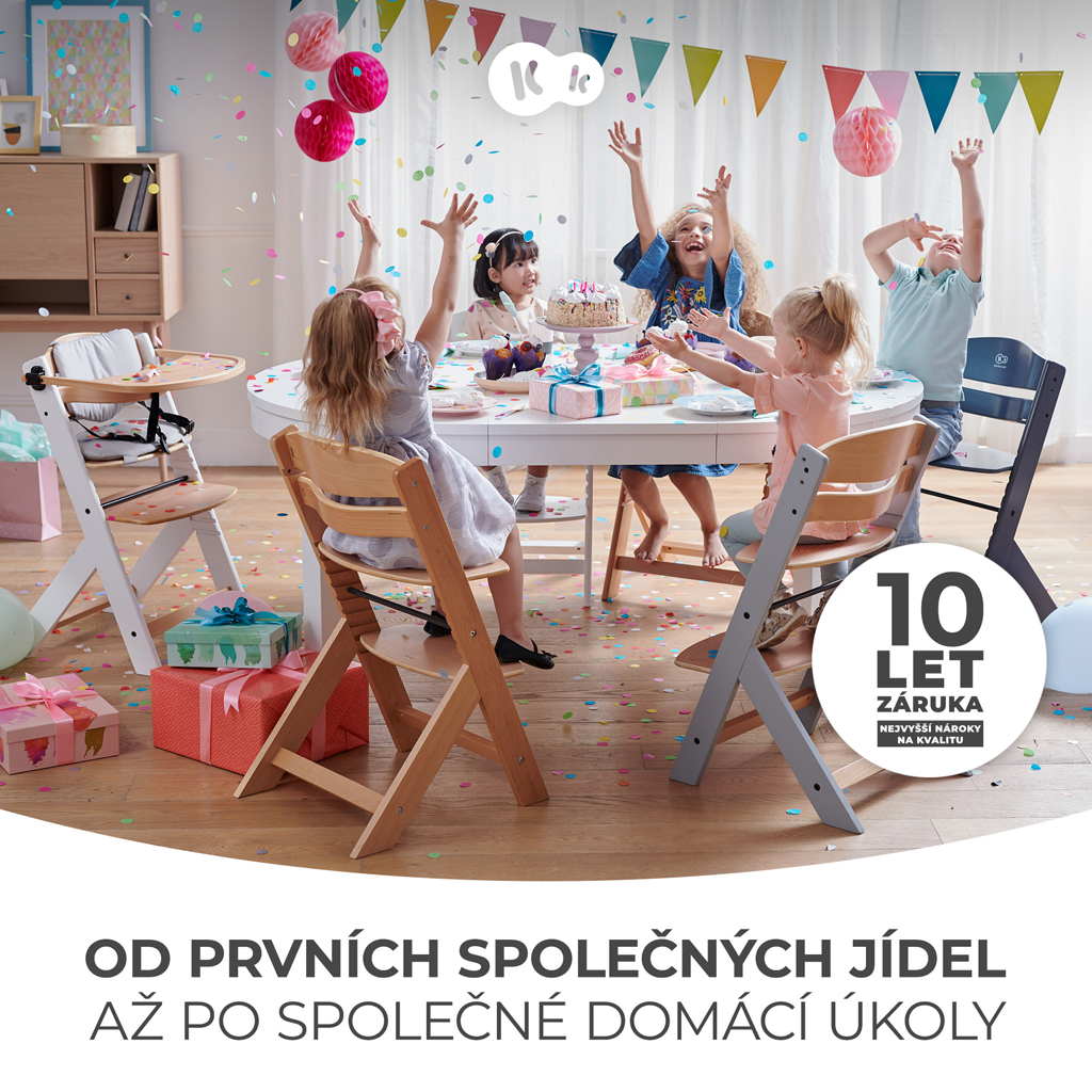 KINDERKRAFT Etetőszék Enock Grey wooden, Premium