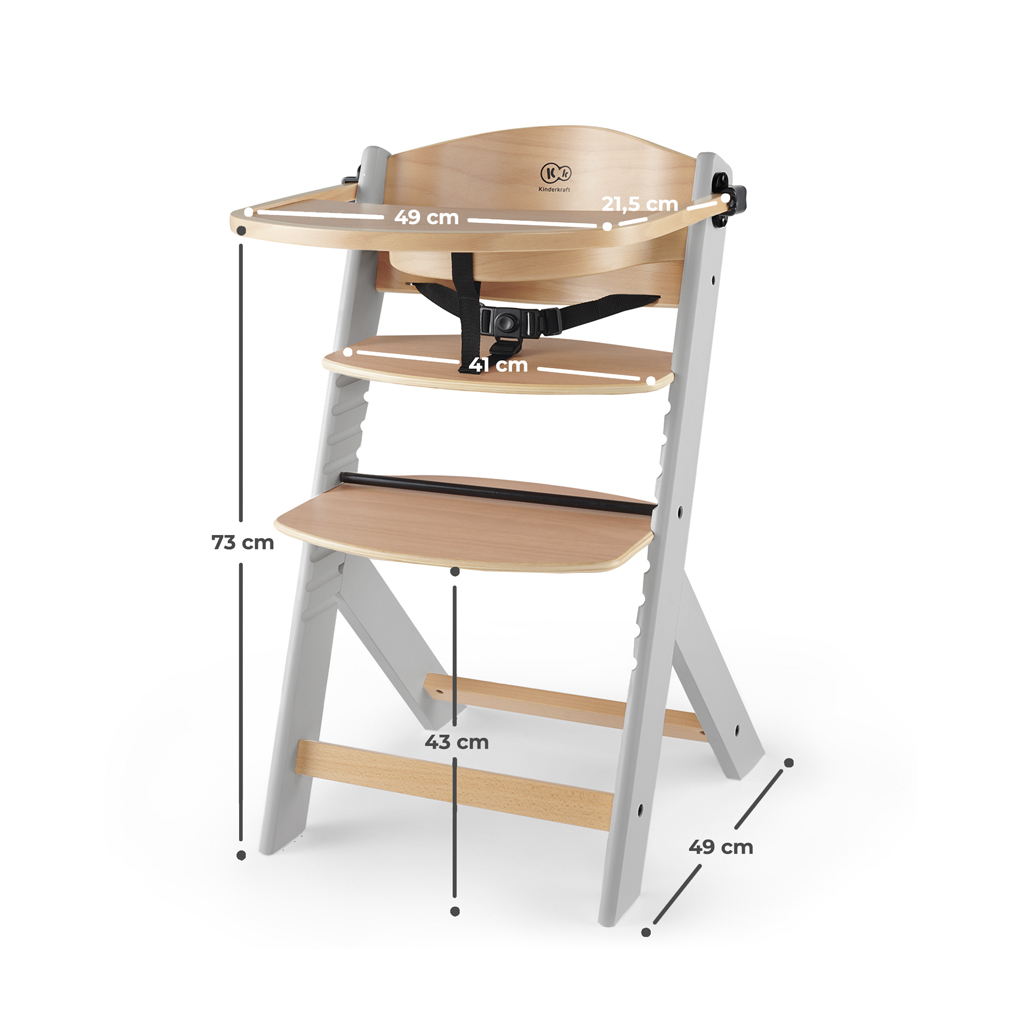 KINDERKRAFT Etetőszék Enock Grey wooden, Premium