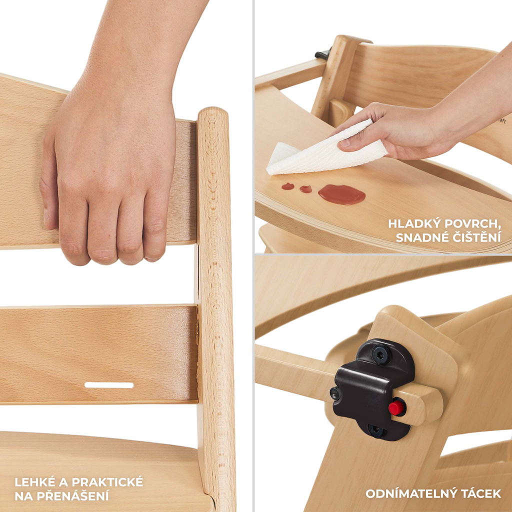 KINDERKRAFT Etetőszék Enock Black Premium