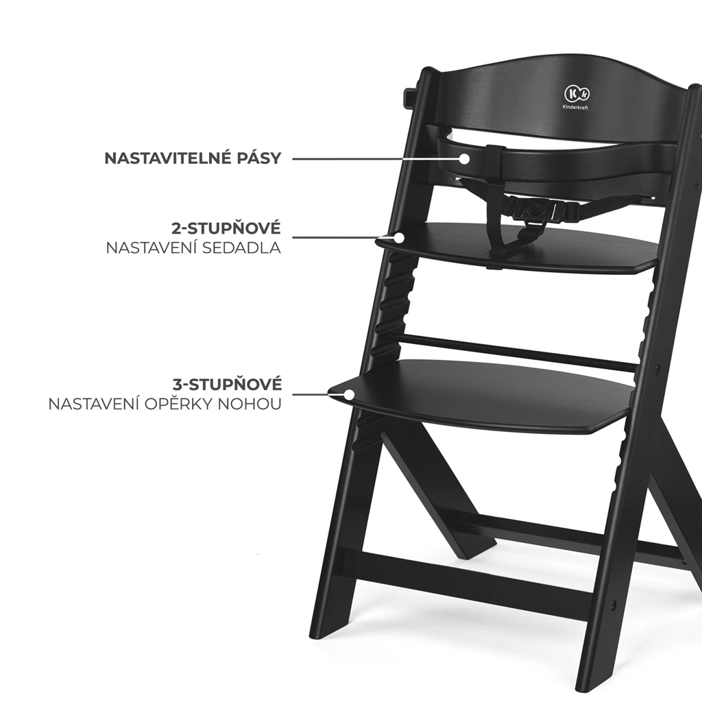 KINDERKRAFT Etetőszék Enock Black