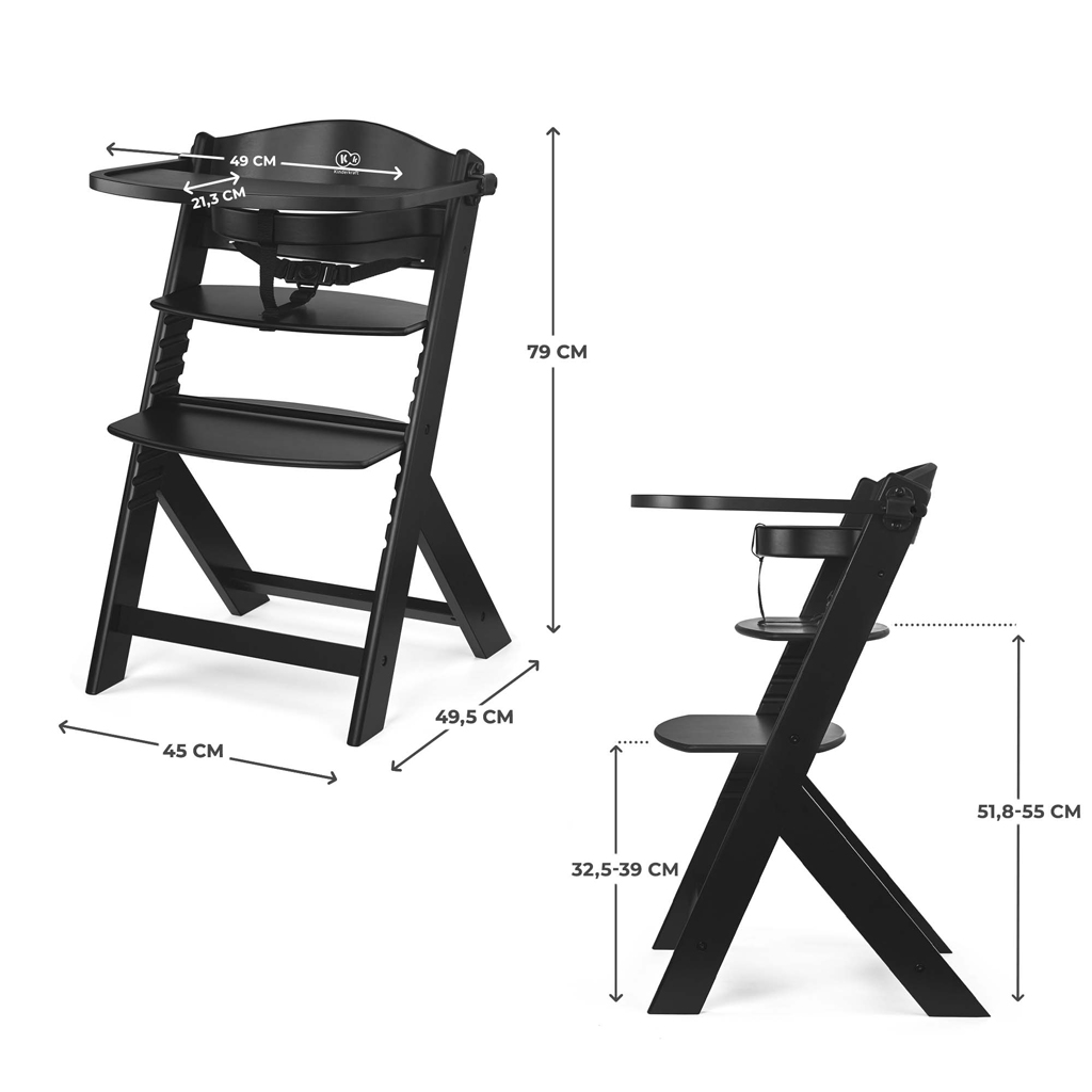 KINDERKRAFT Etetőszék Enock Black