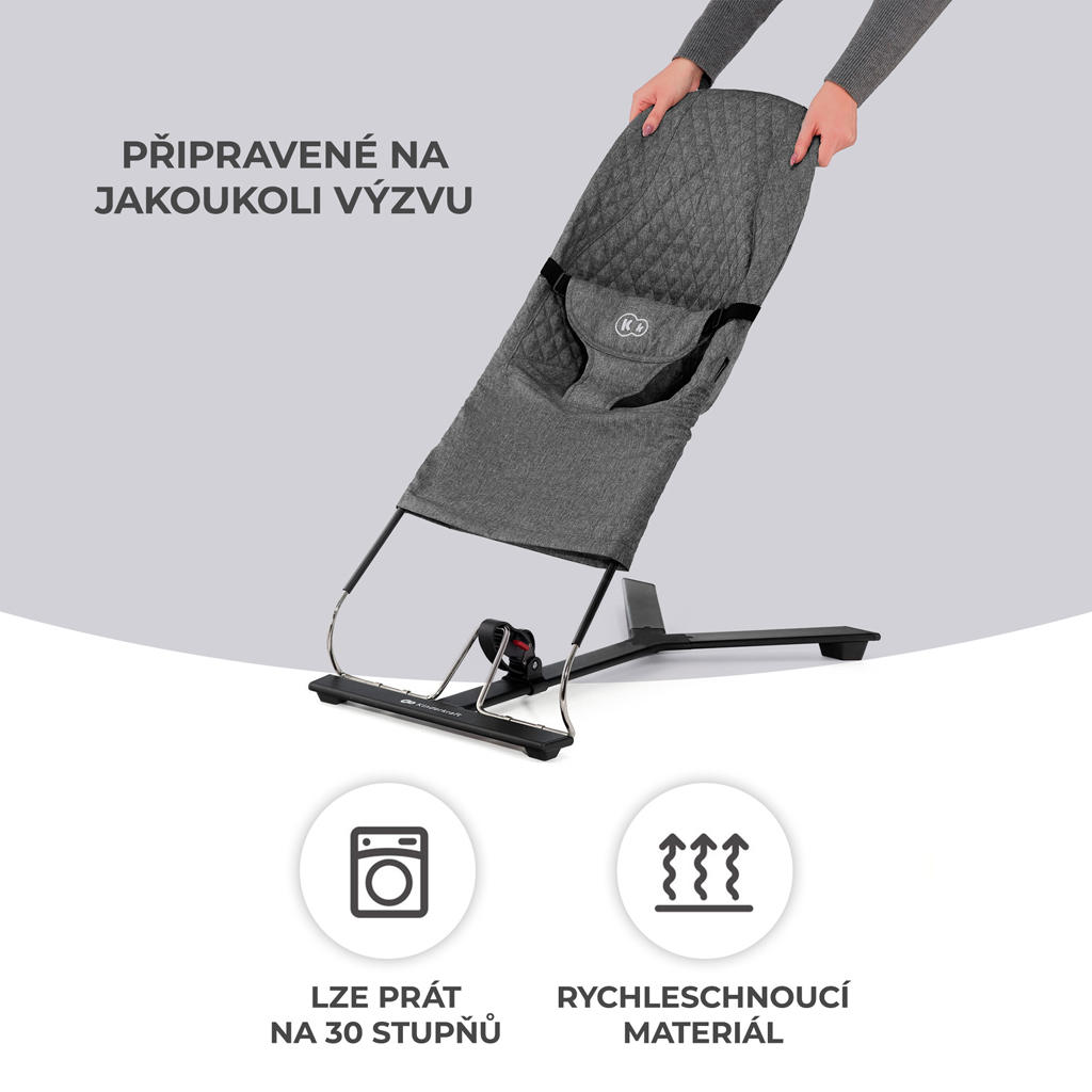 KINDERKRAFT Pihenőszék hintázó Mimi Grey, 9 kg-ig