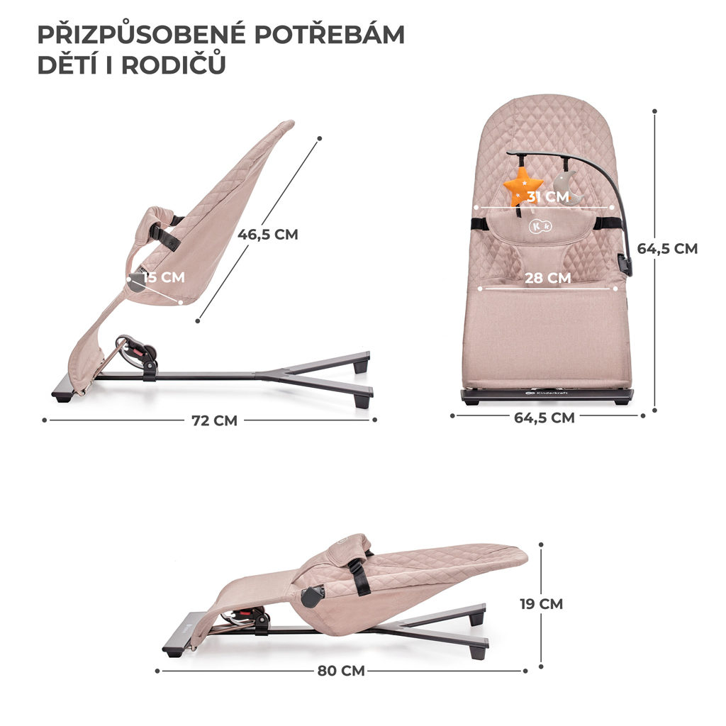 KINDERKRAFT Pihenőszék hintázó Mimi Beige, 9 kg-ig