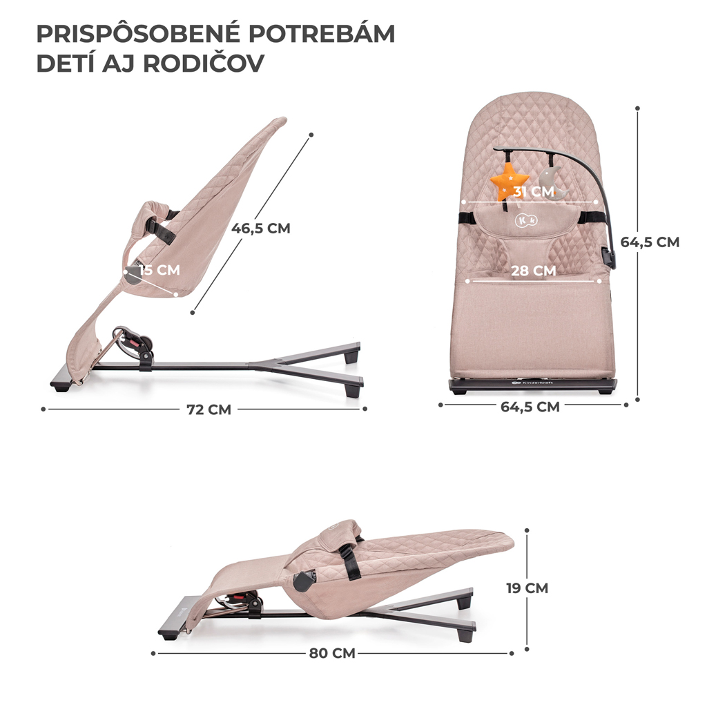 KINDERKRAFT Pihenőszék hintázó Mimi Beige, 9 kg-ig