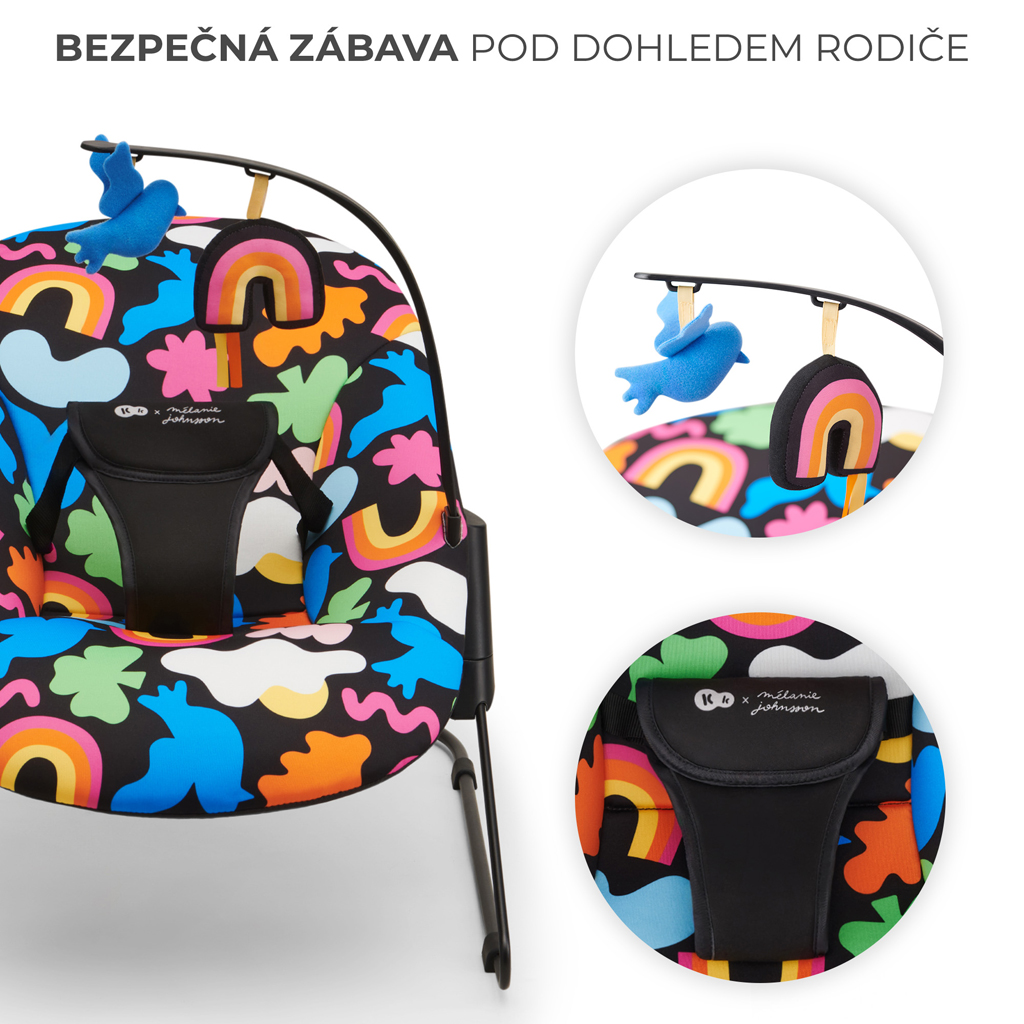 KINDERKRAFT Pihenőszék hintázó Calmee Happy Shapes 0m+, 9kg-ig