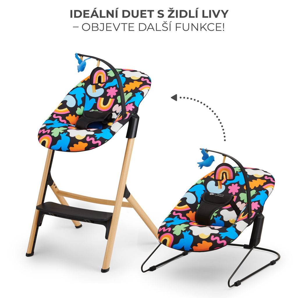 KINDERKRAFT Pihenőszék hintázó Calmee Happy Shapes 0m+, 9kg-ig