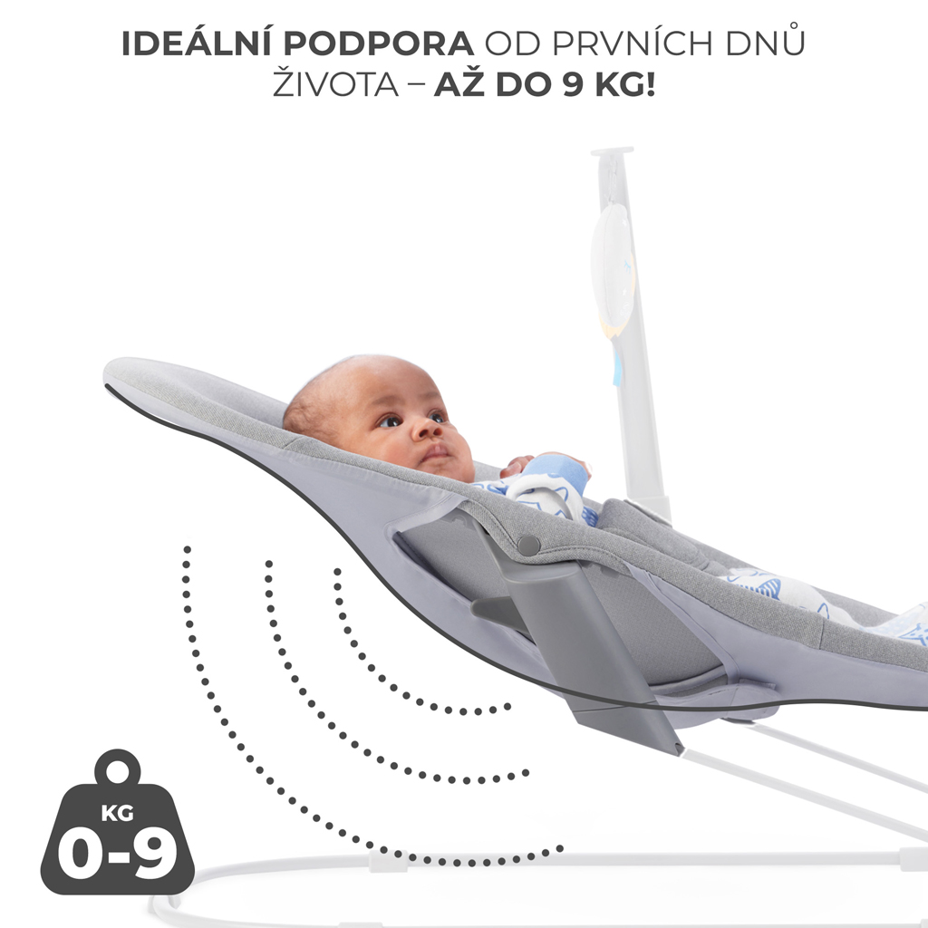 KINDERKRAFT Pihenőszék hintázó Calmee Happy Shapes 0m+, 9kg-ig