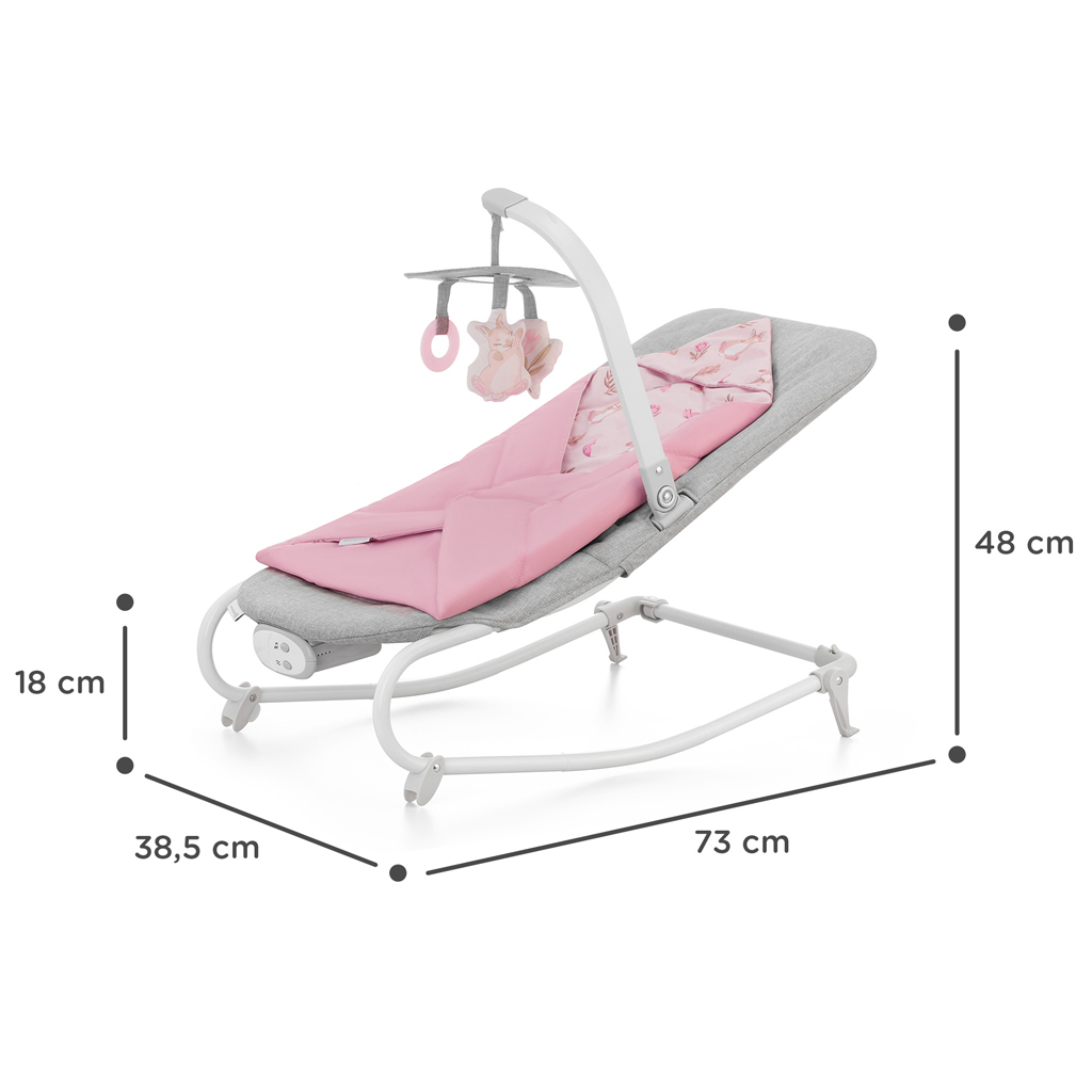 KINDERKRAFT Felio 2 vibráló hinta zenével 0m+, 9 kg-ig Peony Rose