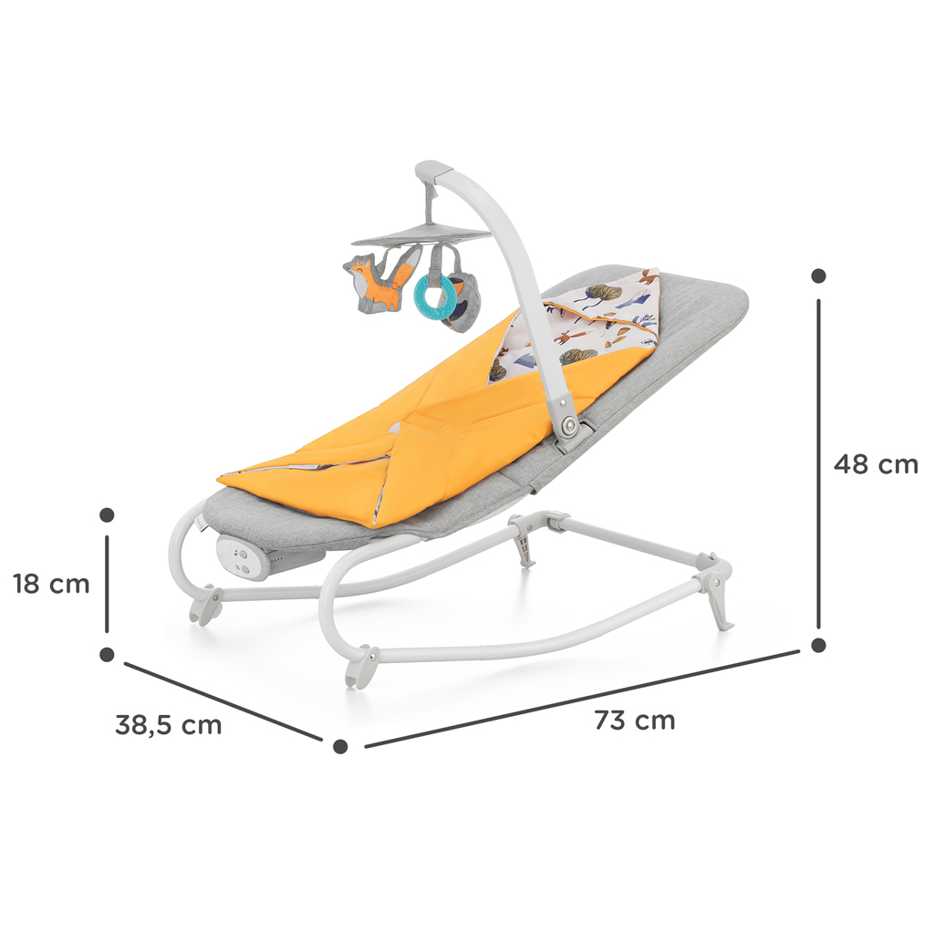 KINDERKRAFT Felio 2 Forest Yellow vibráló hinta zenével 0m+, 9 kg-ig