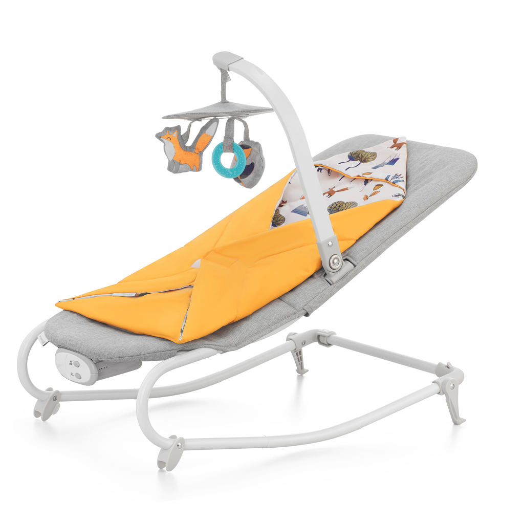 KINDERKRAFT Felio 2 Forest Yellow vibráló hinta zenével 0m+, 9 kg-ig