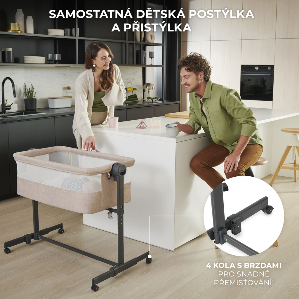 KINDERKRAFT Állítható magasságú gyermekágy Neste Up2 Full Light Grey